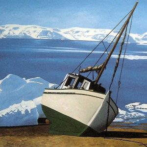 2000 HT 14 Paysage de glace avec bateau vert 89X116