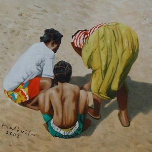 2002 HT 19 Madagascar. 3 femmes sur la plage 27X35
