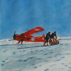 99 A 185 Antarctique. Avion rouge avec deux hommes 47X36,(